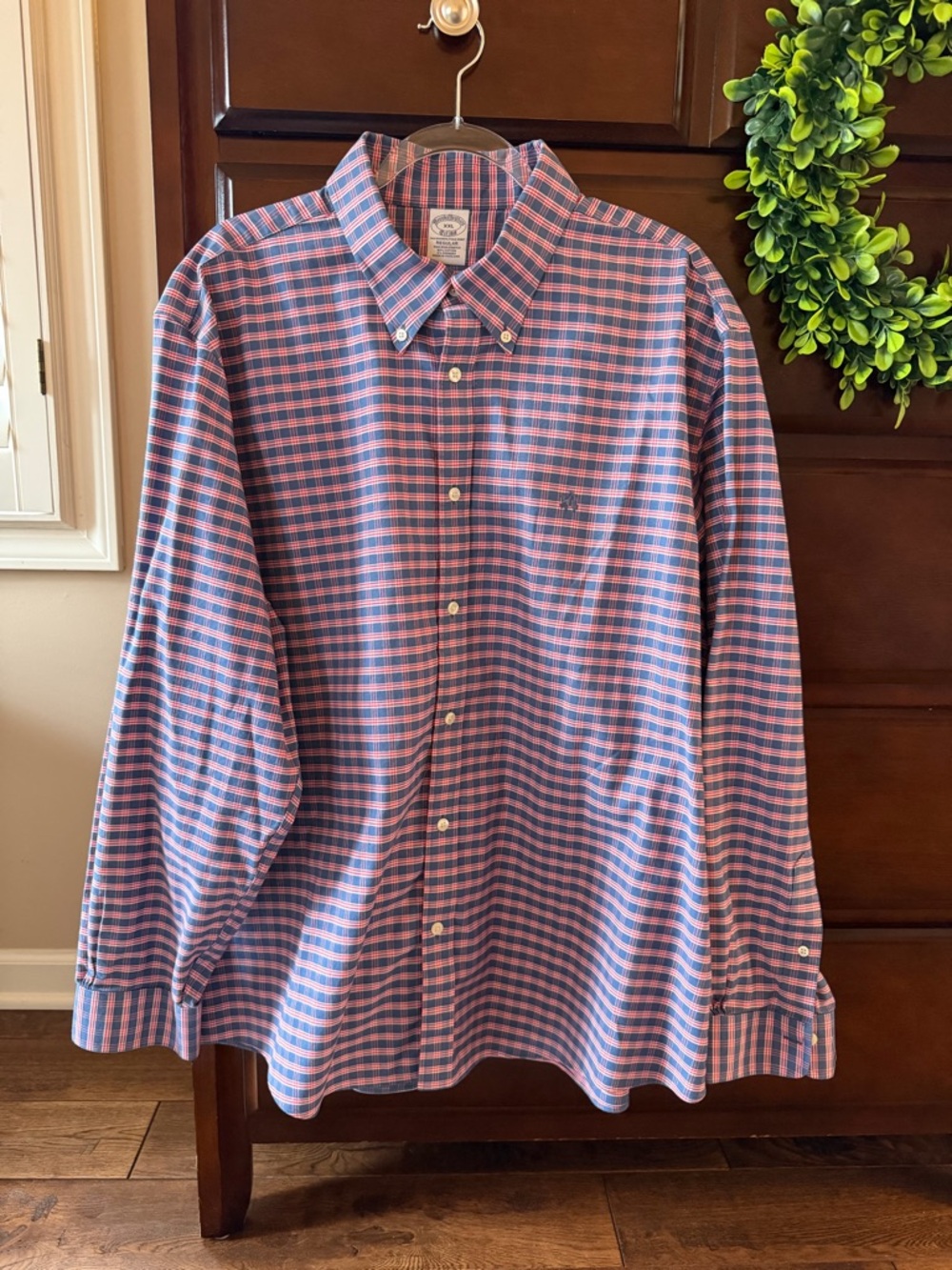 Brooks Brothers Button-Down Plaid Shirt - Blue & Pink